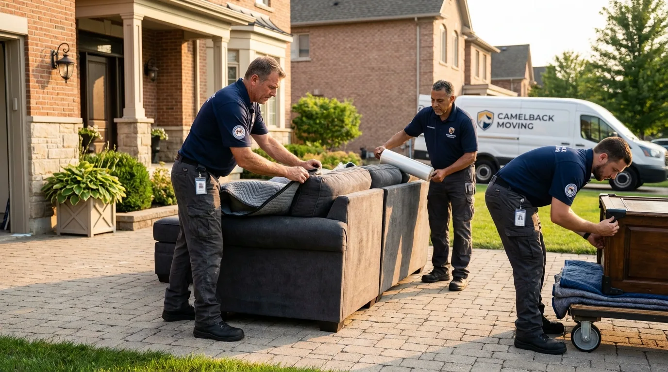 Large estate moving crew wrapping furniture in Oak Forest, IL